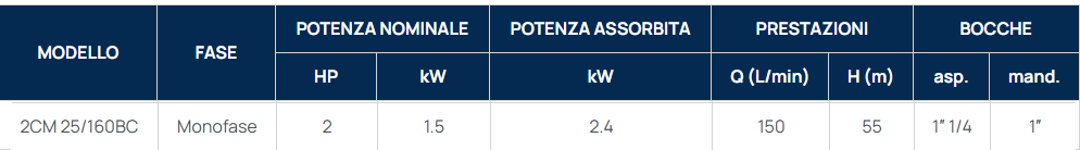 ELETTROPOMPA SPERONI 2 CM 25/160BC - immagine 3
