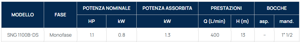 ELETTROPOMPA SOMMERSA SNG 1100B DS - immagine 2